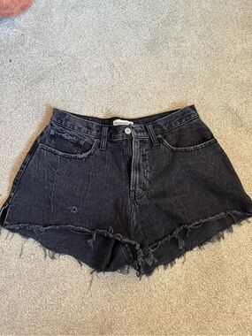 Abercrombie & Fitch Black High-Rise Denim Cutoff Shorts